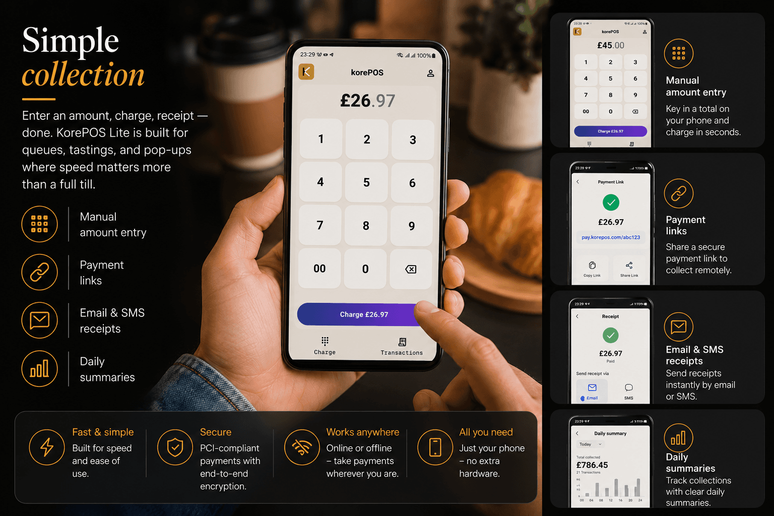 KorePOS Lite simple payment collection