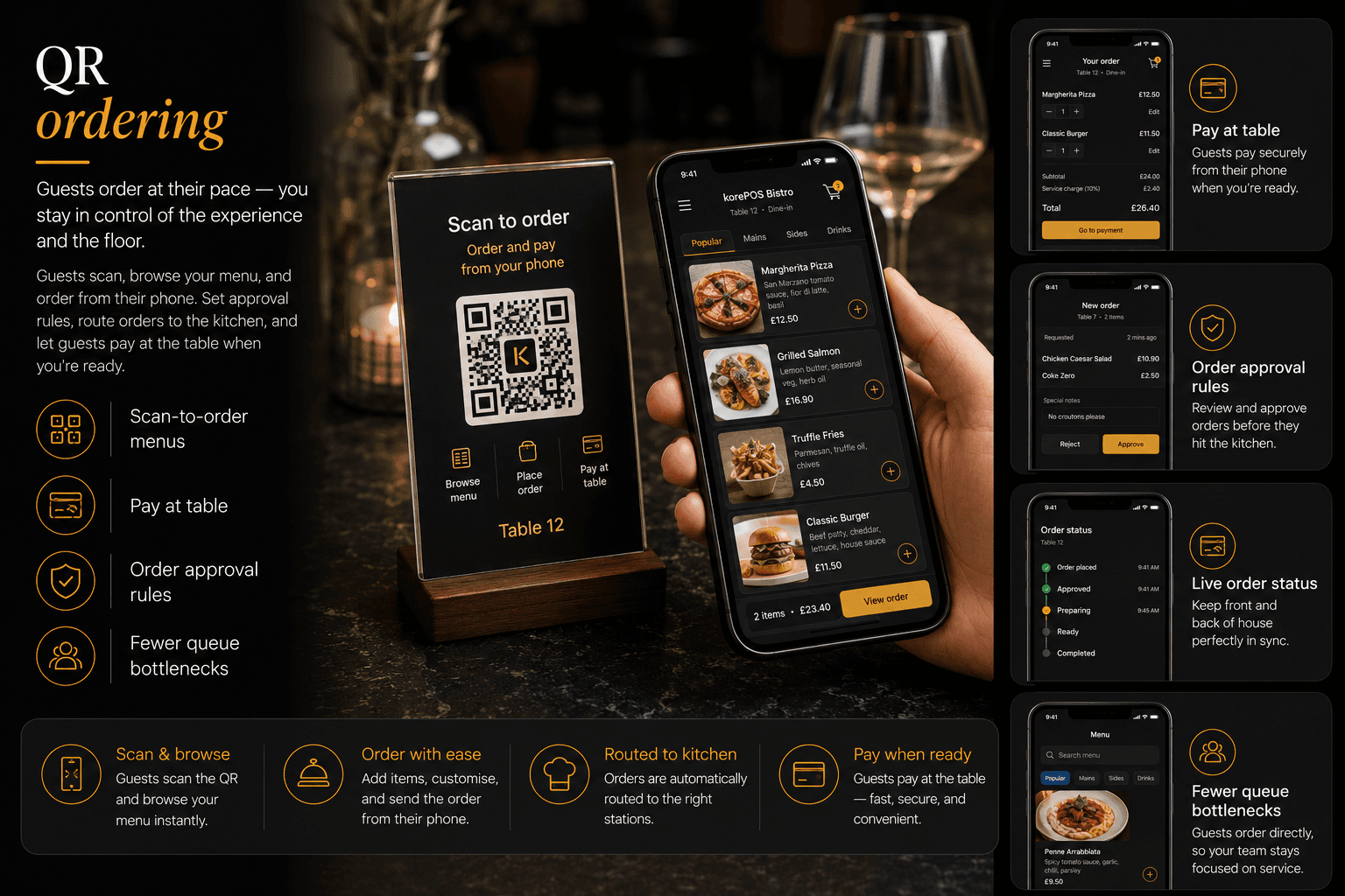 KorePOS Pro QR ordering for guest scan-to-order